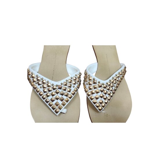 Giuseppe Zanotti White Leather Studded Sandals Women’s Size 36 Vero Cuoio - Picture 3 of 11